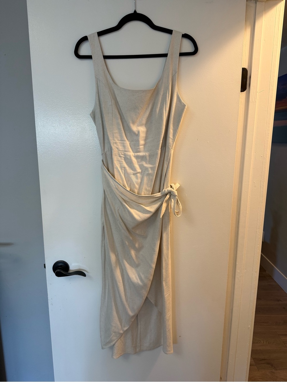 Dress Forum Sleeveless Wrap-Style Midi Dress in Cream